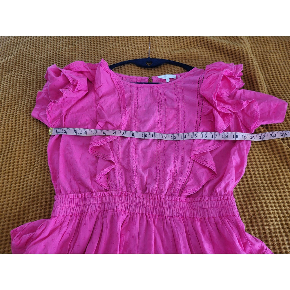 Loveshackfancy Natasha Watermelon Ice Pink Ruffle Lace Cotton Mini Dress GUC XL - Picture 4 of 8
